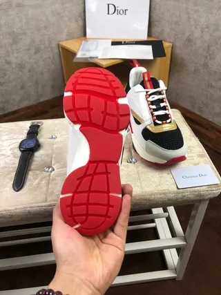 Dior B23 White Black Red Gold Chunky Sneakers 8