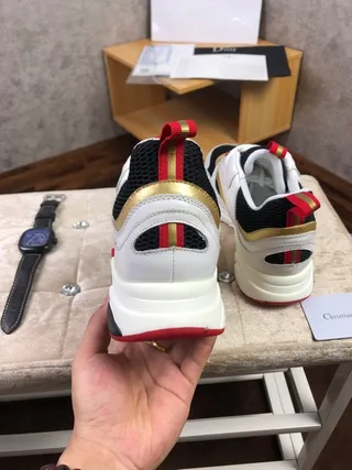 Dior B23 White Black Red Gold Chunky Sneakers 9
