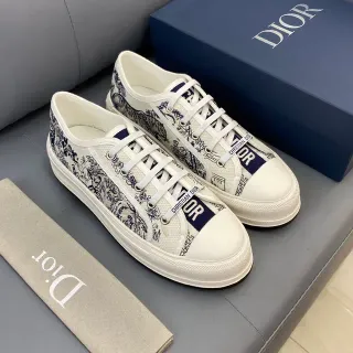 Dior B23 White Navy Canvas Upper Toile De Jouy Print Lifestyle Sneakers