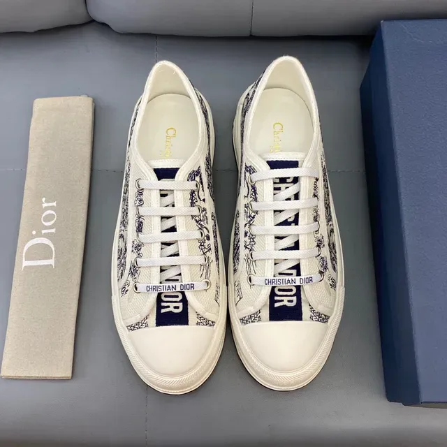 Dior B23 White Navy Canvas Upper Toile De Jouy Print Lifestyle Sneakers 2