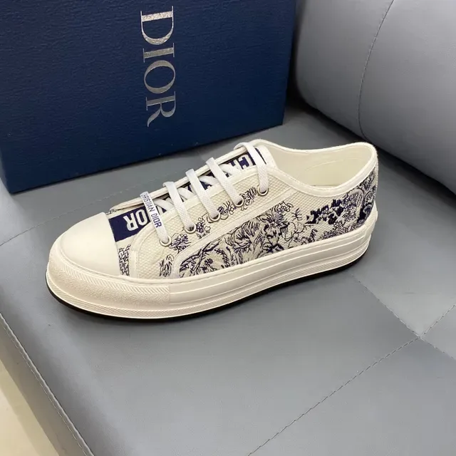 Dior B23 White Navy Canvas Upper Toile De Jouy Print Lifestyle Sneakers 5