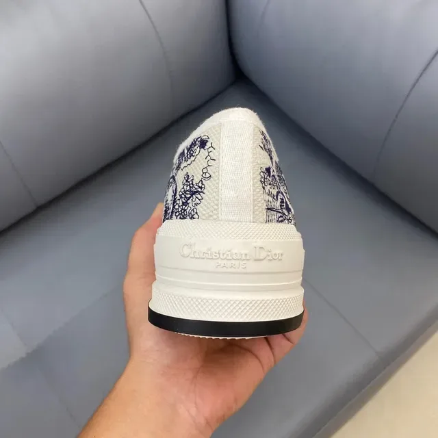 Dior B23 White Navy Canvas Upper Toile De Jouy Print Lifestyle Sneakers 8
