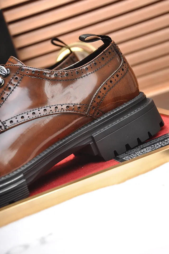 Dior B27 Marron Noir Poli Cuir Orné Métal Lacets Hardware Brogue 2