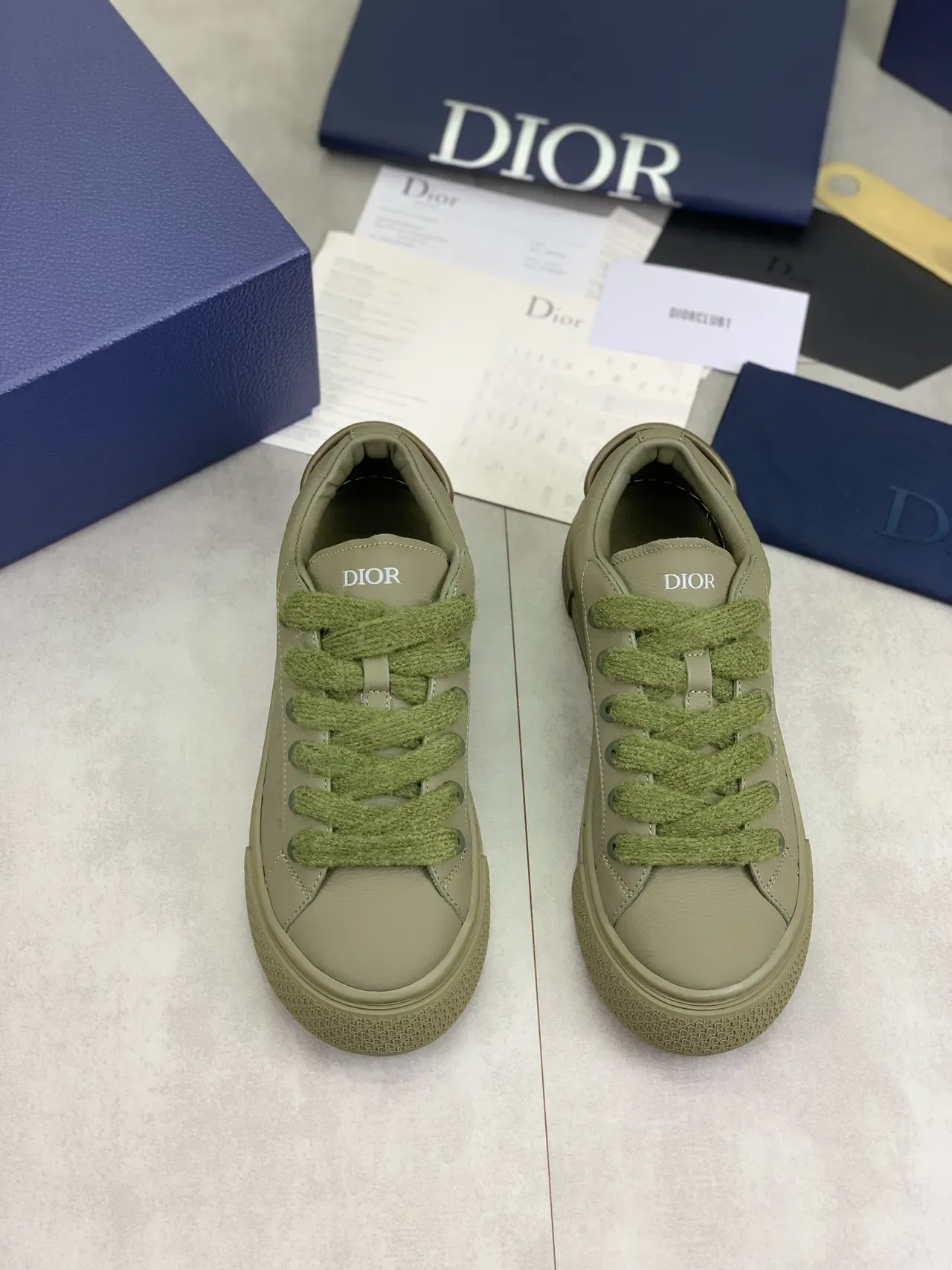 Dior B27 Olive Green Embossed Oblique Lifestyle Sneakers 4