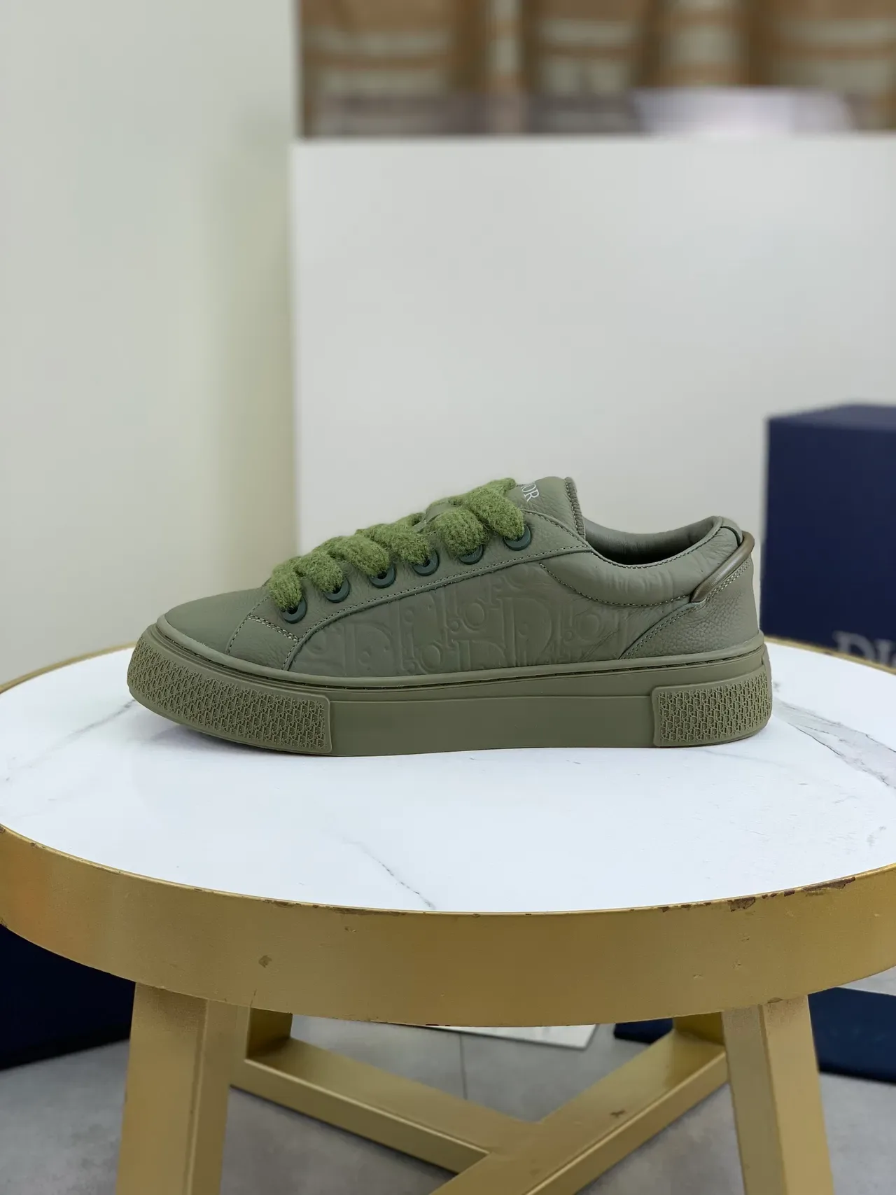 Dior B27 Olive Green Embossed Oblique Lifestyle Sneakers 5