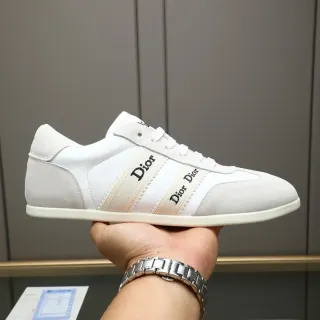 Dior B27 White and Beige Logo-Striped Lifestyle Sneakers