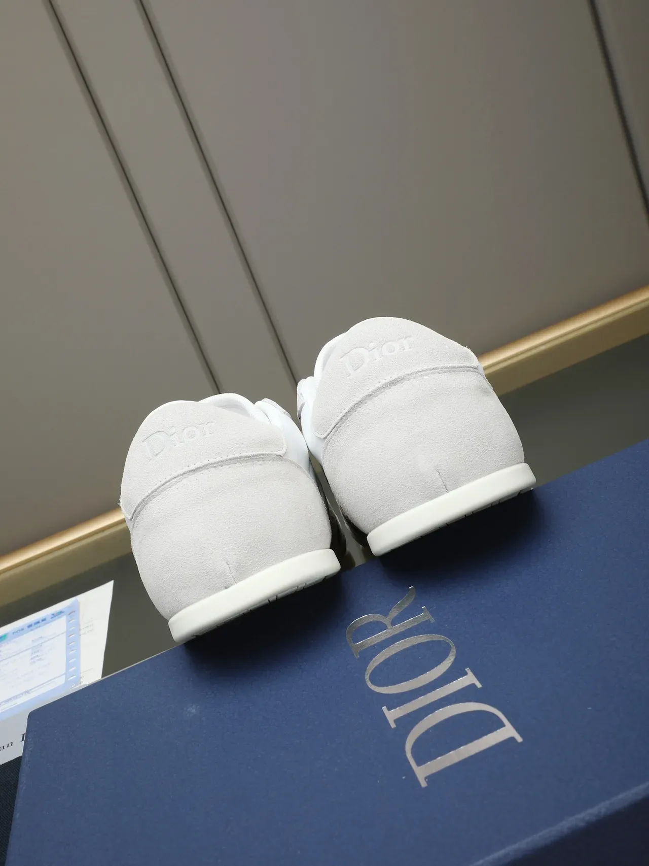 Dior B27 White and Beige Logo-Striped Lifestyle Sneakers 3