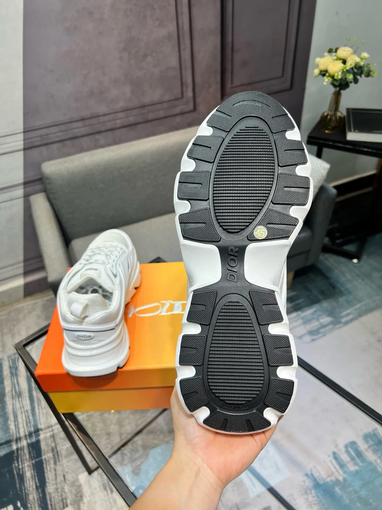 Dior B27 White and Silver-Gray Chunky Sneakers 3
