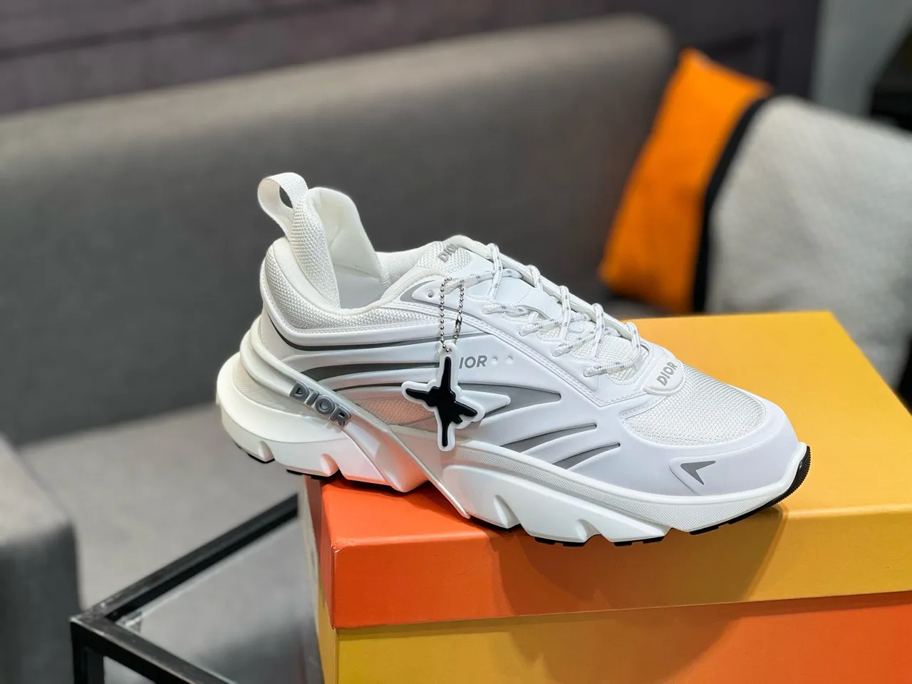 Dior B27 White and Silver-Gray Chunky Sneakers 6