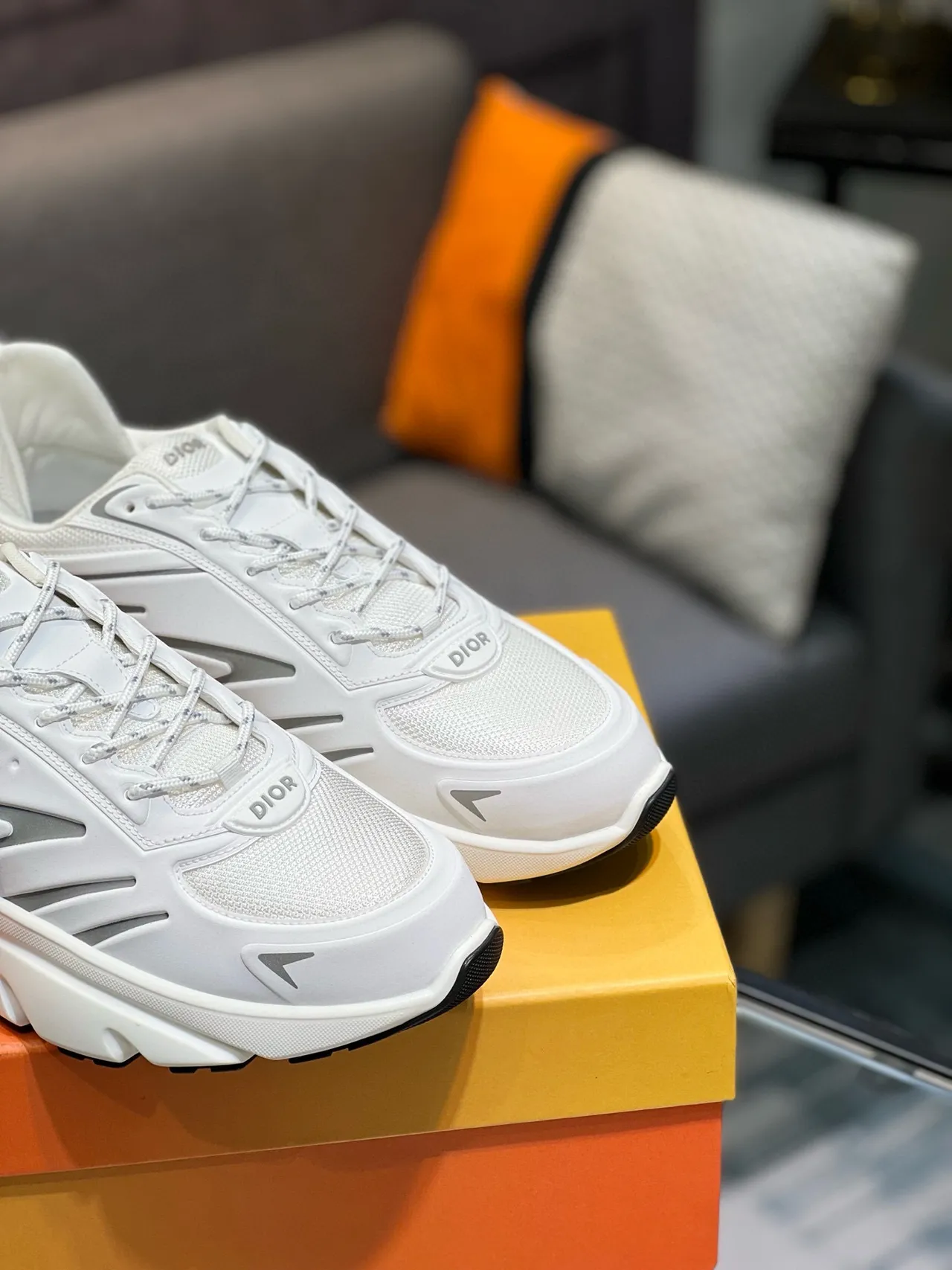 Dior B27 White and Silver-Gray Chunky Sneakers 7