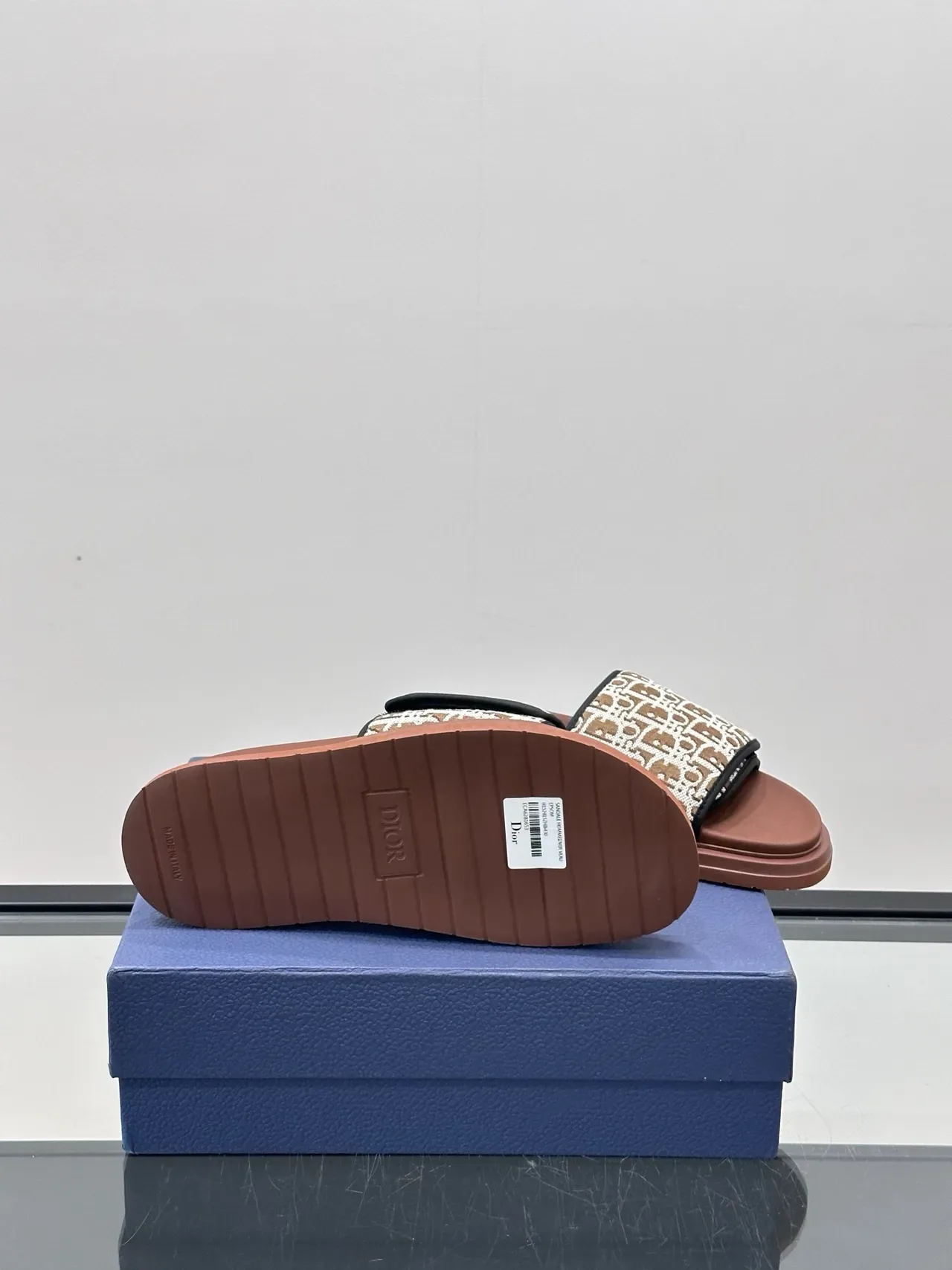 Dior B30 Beige Brown Monogrammed Strap Flat Sole Slippers 5