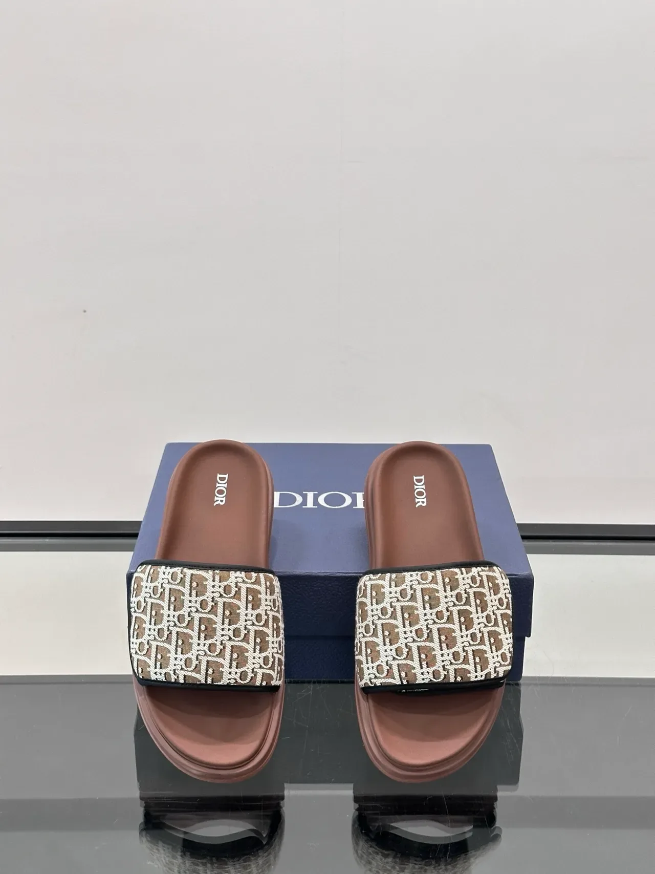 Dior B30 Beige Brown Monogrammed Strap Flat Sole Slippers 6