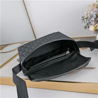 Dior Beige Black Monogram Canvas Leather Trim Saddle Bag 2