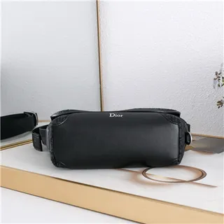 Dior Beige Black Monogram Canvas Leather Trim Saddle Bag 4