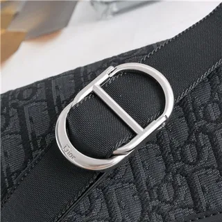 Dior Beige Black Monogram Canvas Leather Trim Saddle Bag 5
