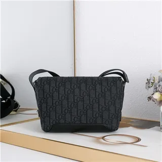 Dior Beige Black Monogram Canvas Leather Trim Saddle Bag 8