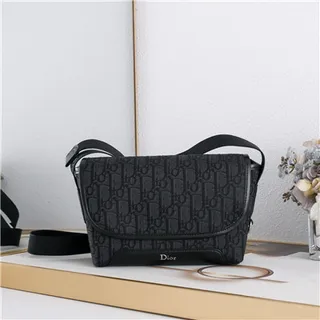 Dior Beige Black Monogram Canvas Leather Trim Saddle Bag 10