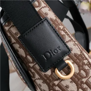 Dior Beige Black Monogram Canvas Leather Trim Saddle Bag 15