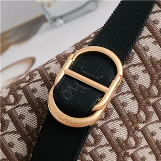 Dior Beige Black Monogram Canvas Leather Trim Saddle Bag 16