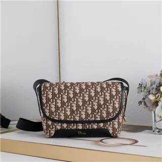 Dior Beige Black Monogram Canvas Leather Trim Saddle Bag 19