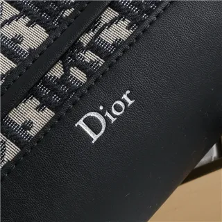 Dior Beige Black Monogram Canvas Leather Trim Saddle Bag 23