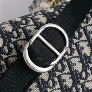 Dior Beige Black Monogram Canvas Leather Trim Saddle Bag 24
