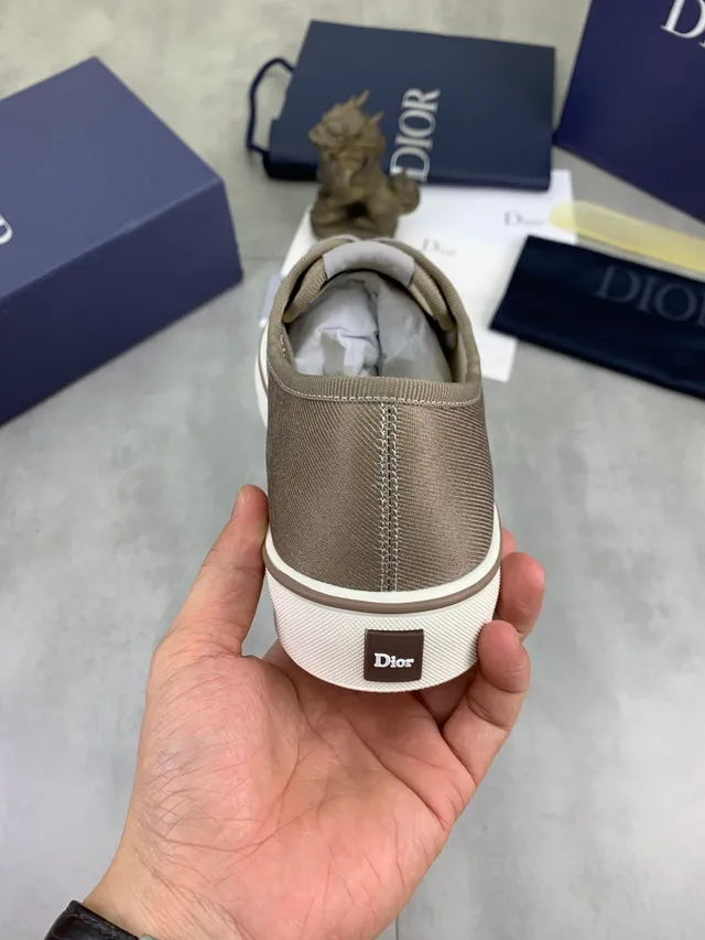 Dior Beige Gray Monogrammed Canvas Low-Top Lifestyle Sneakers 3