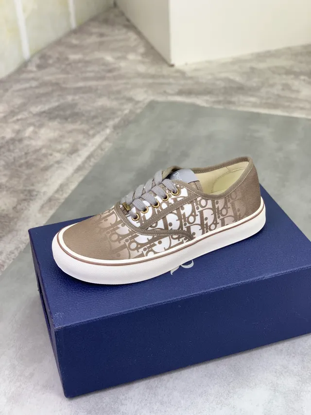 Dior Beige Gray Monogrammed Canvas Low-Top Lifestyle Sneakers 4