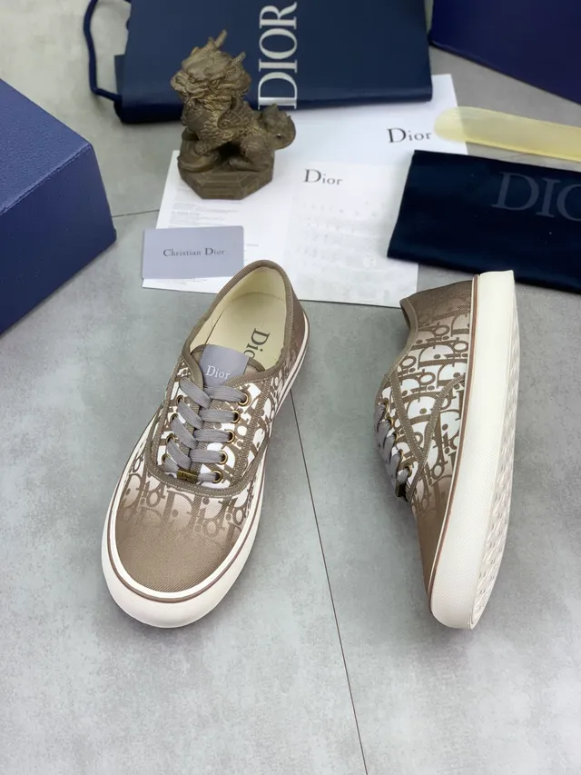 Dior Beige Gray Monogrammed Canvas Low-Top Lifestyle Sneakers 5