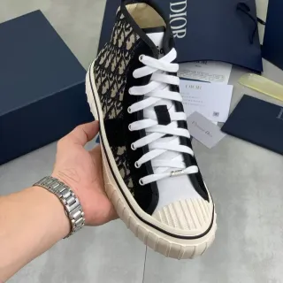 Dior Black Beige High-Top Oblique Monogram Canvas Lifestyle Sneakers