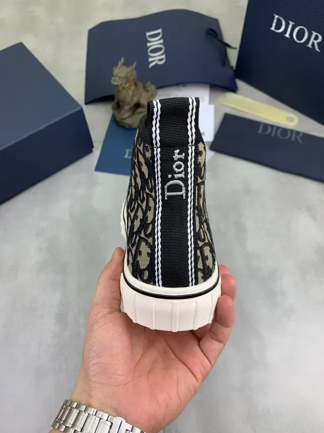 Dior Black Beige High-Top Oblique Monogram Canvas Lifestyle Sneakers 4