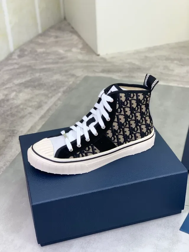 Dior Black Beige High-Top Oblique Monogram Canvas Lifestyle Sneakers 5