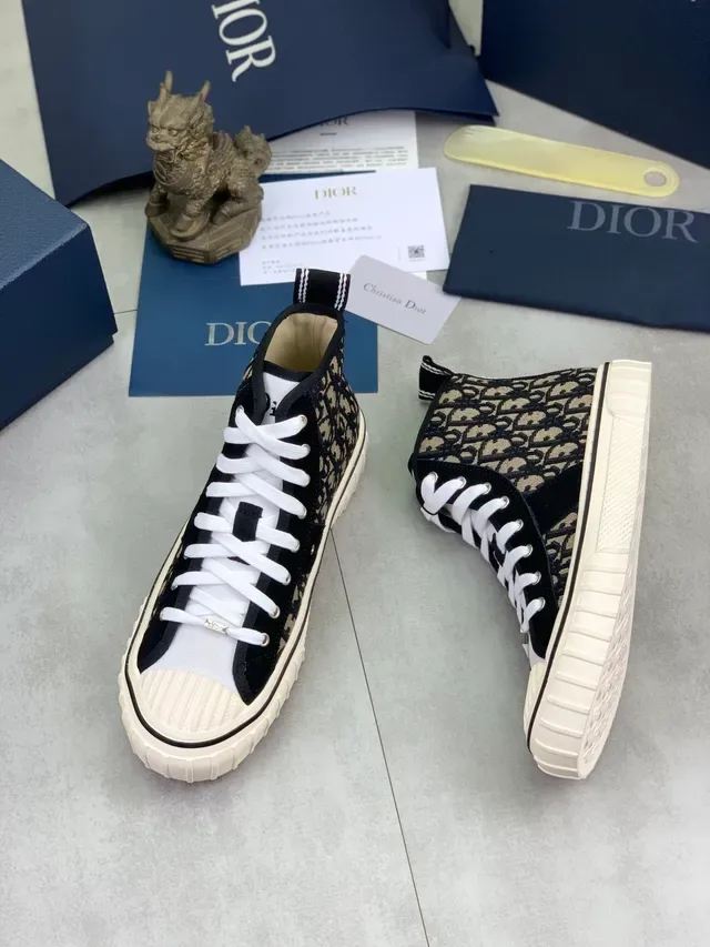 Dior Black Beige High-Top Oblique Monogram Canvas Lifestyle Sneakers 6