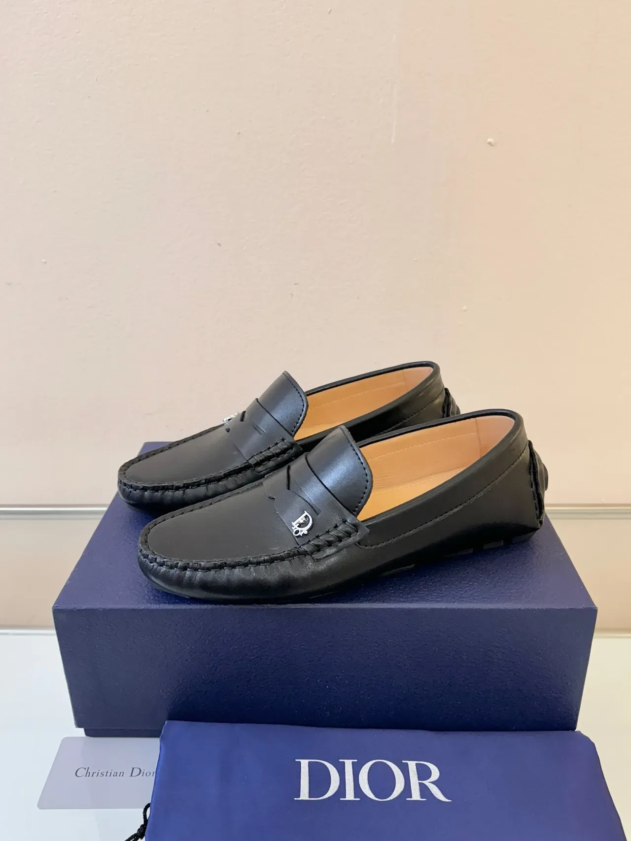 Dior Black Beige Leather Penny Loafer 2