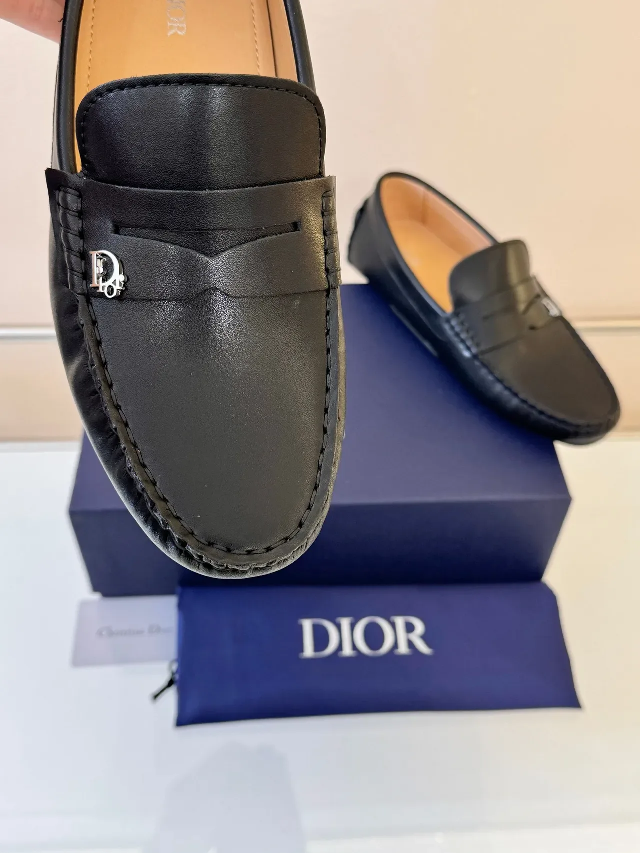 Dior Black Beige Leather Penny Loafer 3