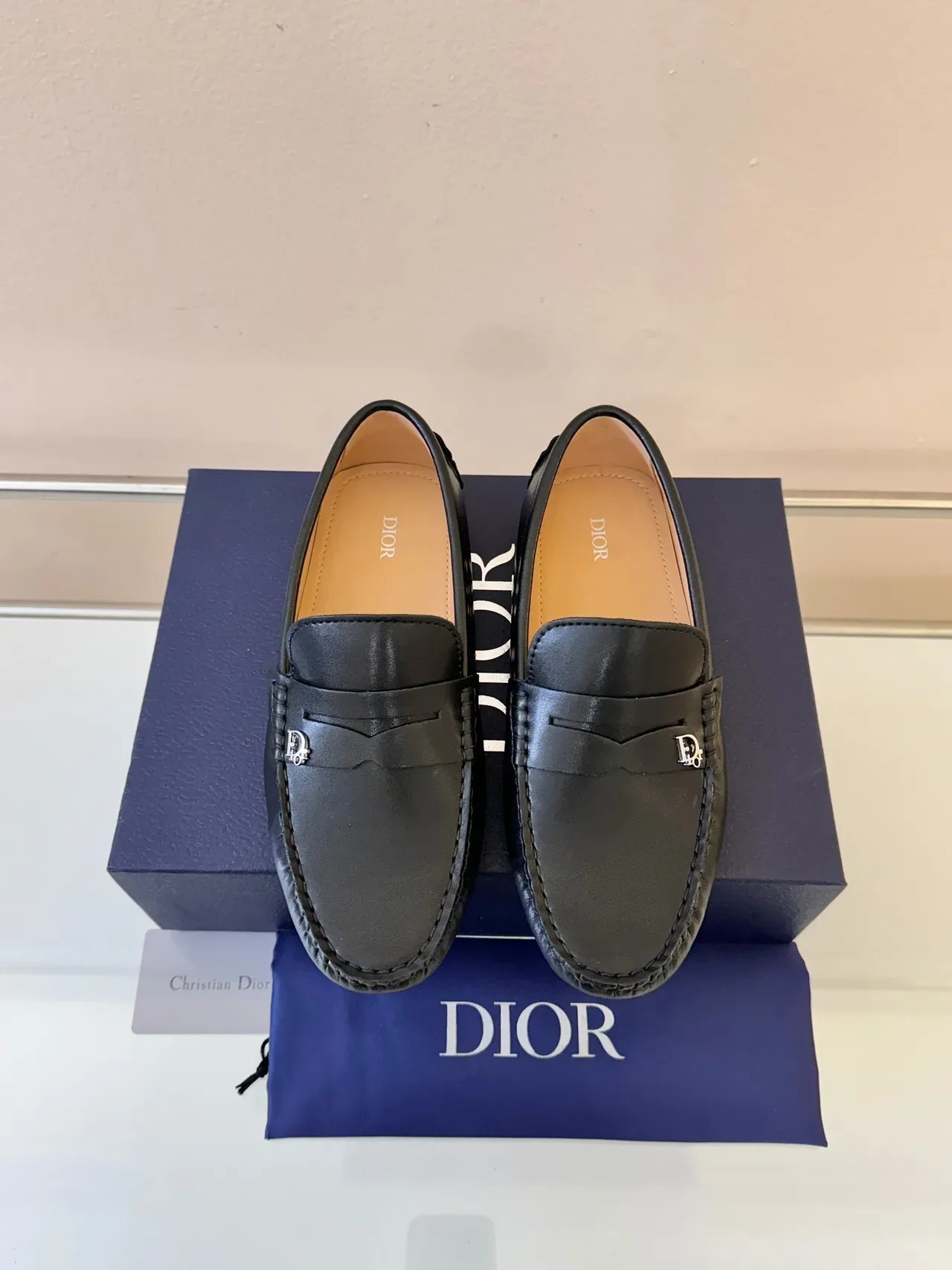 Dior Black Beige Leather Penny Loafer 6