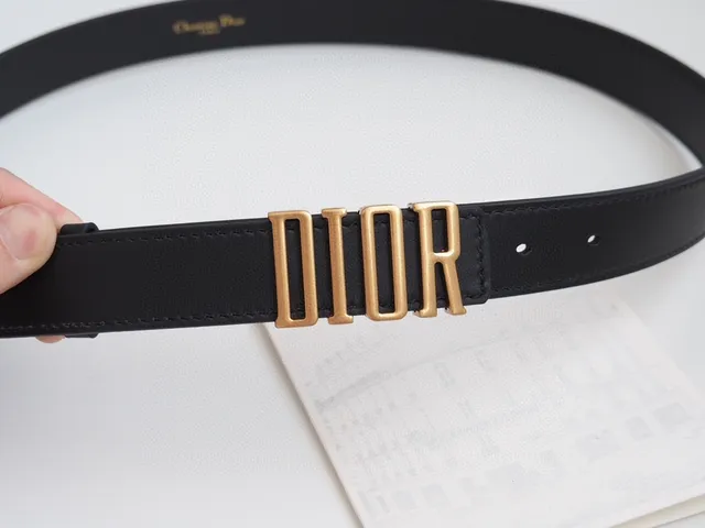 Dior Black Gold Smooth Letter Buckle Leather Belt 5