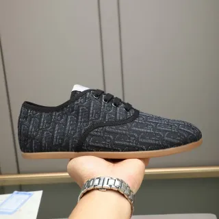 Dior Black Gray Monogrammed Textile Upper Gum Rubber Sole Lifestyle Sneakers