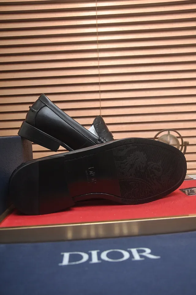 Dior Black Leather Embossed Oblique Strap Loafer 3