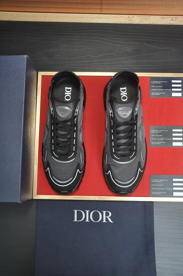 Dior Black Silver Monogram-Overlay Mesh-and-Synthetic Upper Lifestyle Sneakers 2