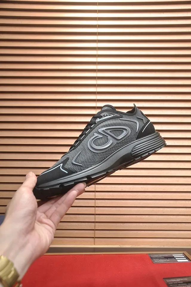 Dior Black Silver Monogram-Overlay Mesh-and-Synthetic Upper Lifestyle Sneakers 5