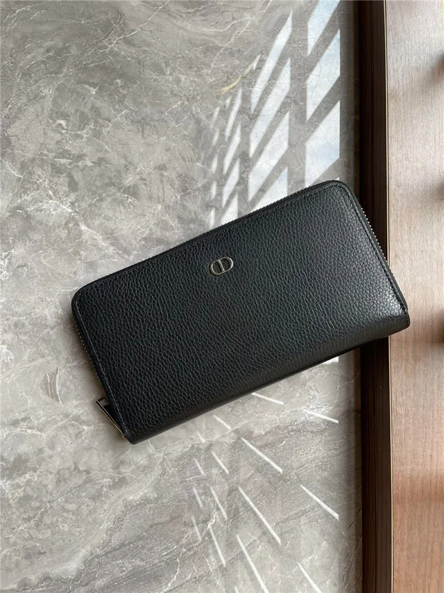 Dior Black Silver Pebbled Leather Zip-Around Long Wallet 10