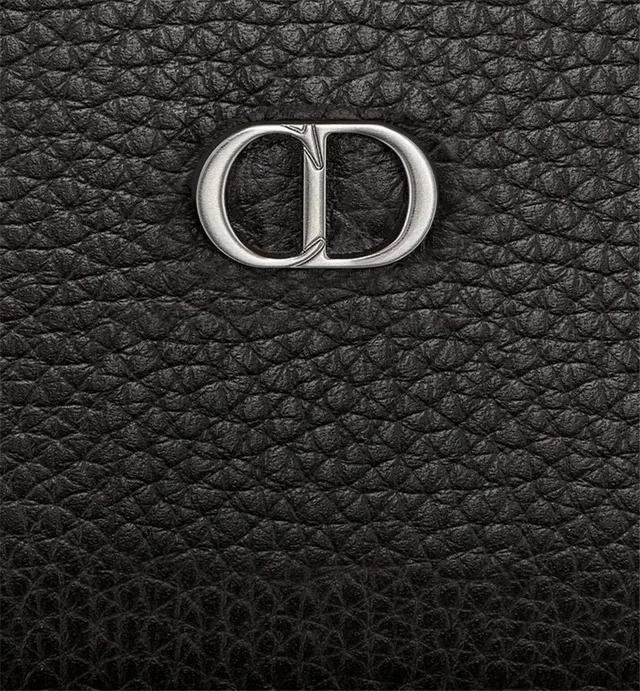 Dior Black Silver Pebbled Leather Zip-Around Long Wallet 12