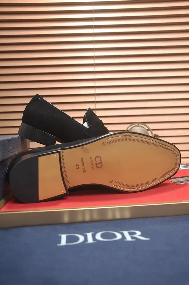 Dior Black Suede Penny Strap Loafers 3