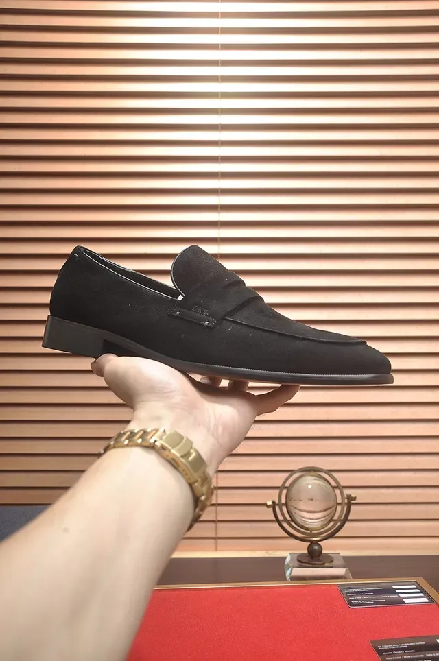 Dior Black Suede Penny Strap Loafers 4
