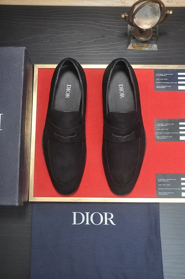 Dior Black Suede Penny Strap Loafers 5