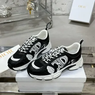 Dior Black White Graphic-Print Side Panel Sculpted Sole Chunky Sneakers