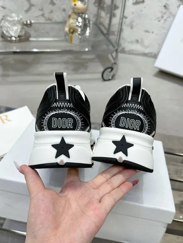 Dior Black White Graphic-Print Side Panel Sculpted Sole Chunky Sneakers 5