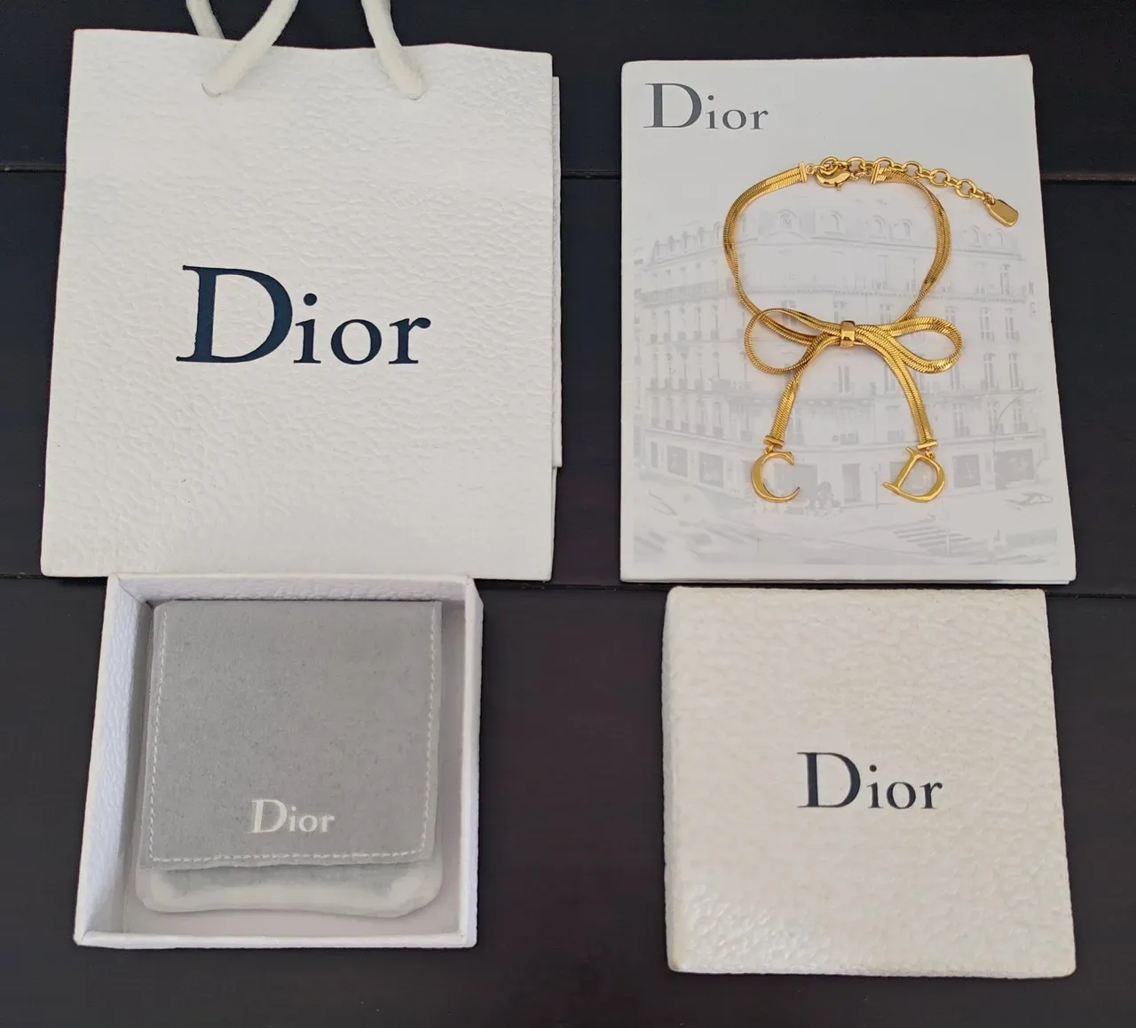Dior Bow Snake Chain Gold-Toned Bow Knot Bracelet 3