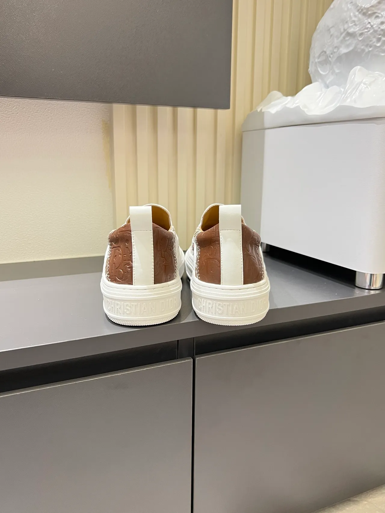 Dior Brown Beige Slip-On Monogrammed Textile Lifestyle Sneakers 2